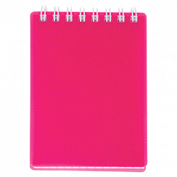 Блокнот МАЛЫЙ ФОРМАТ А7, 80 л., гребень, обложка пластик, клетка, HATBER, "LINE NEON", розовый, 081520, 80Б7В1гр_03033