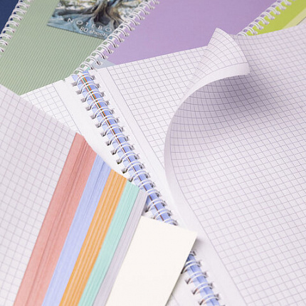 Тетрадь А4 80 л,. HATBER, гребень, клетка, матовая ламинация, цветной срез, "Прикосновение к природе" (микс), 086364, 80Т4лВ1гр