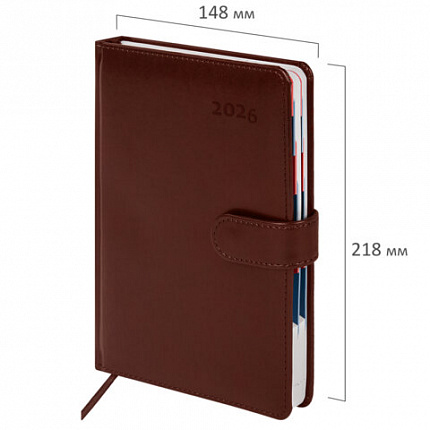 Ежедневник датированный 2026 А5 148х218 мм, GALANT "Ritter", под кожу, коричневый, 117490