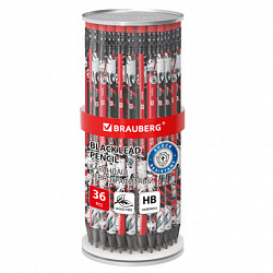 Карандаш чернографитный с принтом BRAUBERG "RED ANIME", 1 шт., HB, с ластиком, корпус ассорти, 182026