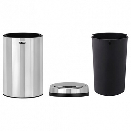 Ведро для мусора СЕНСОРНОЕ 30 л, нержавеющая сталь, зеркальная крышка, питание от 4-х батареек AA (не входят в комплект), LAIMA, 609329