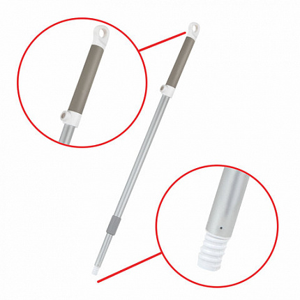 Совок для мусора КОМПЛЕКТ щетка + рукоятка совка 84см, щетки 63-108 см телескоп, магнитный держатель, бело-серый, колорбокс, DASWERK, 608950