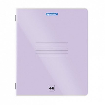 Тетрадь пластиковая обложка (прозрачная) А5 48 листов, скоба, клетка, BRAUBERG "Smart Cover", АССОРТИ (микс в спайке), 405041