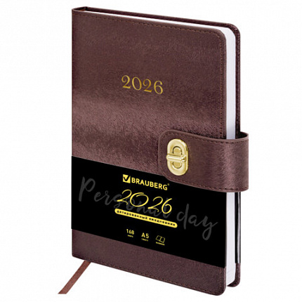 Ежедневник датированный 2026 А5 138х213 мм, BRAUBERG "Elegant", под кожу, застежка, бордовый, 117367