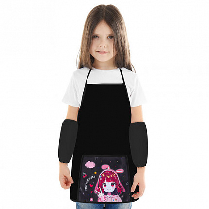 Фартук с нарукавниками для уроков труда ПИФАГОР, 1 карман, 46х54 см, "Anime girl", 273624