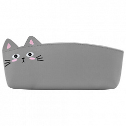 Пенал ЮНЛАНДИЯ ЮНИОР, 1 отделение, искусственная кожа, "Gray kitty", 20х9х7 см, 273819