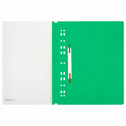 Скоросшиватель пластиковый с перфорацией BRAUBERG EXTRA, А4, 140/180 мкм, зеленый, 272896