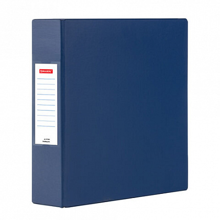 Папка на 2 кольцах, ПРОЧНАЯ, картон/ПВХ, BRAUBERG "Office", СИНЯЯ, 75 мм, до 500 листов, 271845