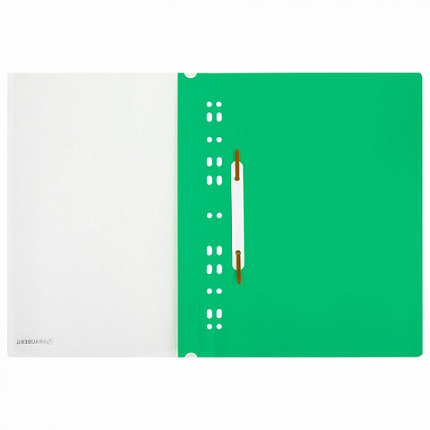 Скоросшиватель пластиковый с перфорацией BRAUBERG EXTRA, А4, 140/180 мкм, зеленый, 272896