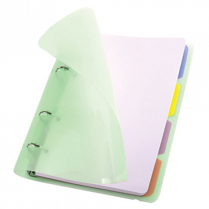 Тетрадь на кольцах А5 175х220мм, 120л, пластик, с резинкой и разделителями, BRAUBERG, Зеленый, 404632