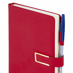 Ежедневник недатированный, А5, 143х210 мм, BRAUBERG "Dainty", под кожу, магнитная застежка, 160 л., красный, 117142