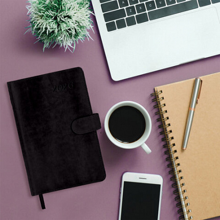 Ежедневник датированный 2026 А5 138x213 мм, BRAUBERG "Legend", под кожу, застежка, черный, 117070