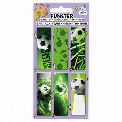 Закладки для книг МАГНИТНЫЕ, "АССОРТИ 5 ДИЗАЙНОВ МИКС", набор 6 штук, 60x20 мм, FUNSTER, 116652