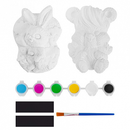 Фигурка-раскраска из гипса "С магнитом", с красками и кистью, ассорти, BRAUBERG KIDS, 666010