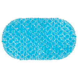 Коврик для ванны противоскользящий 68х37 см, "Пузыри", овальный, прозрачно-голубой, ПВХ, PRIMILA (ПРИМИЛА), 700381