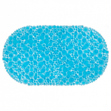 Коврик для ванны противоскользящий 68х37 см, "Пузыри", овальный, прозрачно-голубой, ПВХ, PRIMILA (ПРИМИЛА), 700381