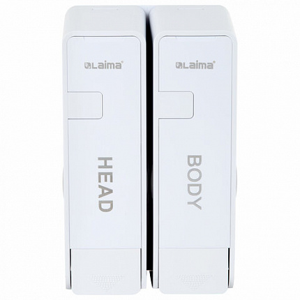 Дозатор двойной 2х0,38 л для жидкого мыла/шампуня/геля LAIMA ULTRA, НАЛИВНОЙ, белый, 609107, MD-9029W-2