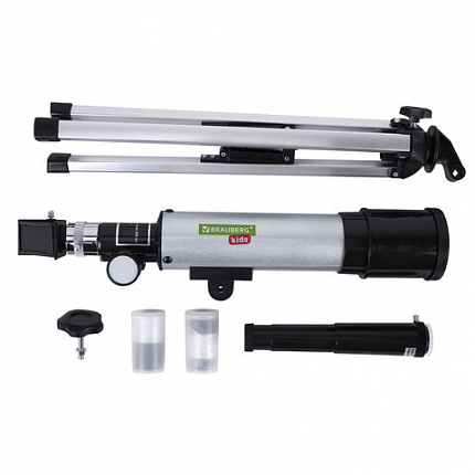 Телескоп рефрактор астрономический настольный, увеличение 90х, объектив 50 мм, фокус 360 мм, видоискатель, 50360, BRAUBERG KIDS, 391396