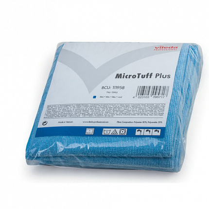 Салфетка VILEDA "МикроТаффПлюс", КОМПЛЕКТ 5 шт., микрофибра, голубые, 38х38 см, 340 г/м2, 174192