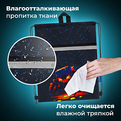 Мешок для обуви BRAUBERG, с петлей, светоотражающая полоса, 2 отделения, 46х36 см, "Fire spider", 273450