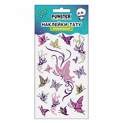 Наклейки-тату переводные "Блестящие", 15,5х9,5 см, ассорти 8 видов, FUNSTER (ФАНСТЕР), 666107