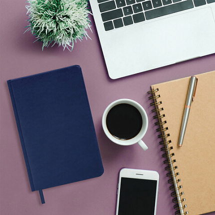 Ежедневник недатированный А5 138х213 мм BRAUBERG "Iguana" под кожу, 160 л, темно-синий, 125091