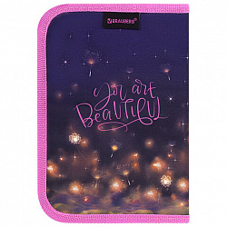 Пенал BRAUBERG, 1 отделение, 2 откидные планки, полиэстер, 21х14 см, "Tiny beauty", 273527