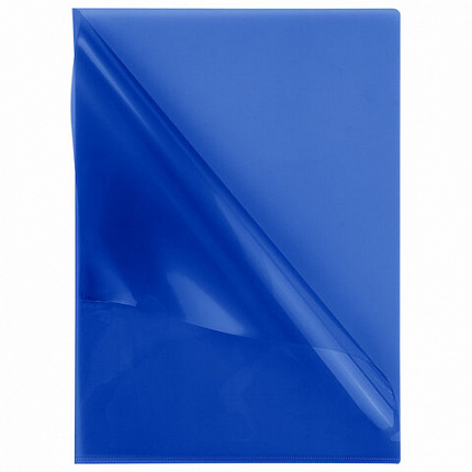 Папка-уголок жесткая прозрачная А4 BRAUBERG UNIVERSAL, синяя, 0,15 мм, 273050