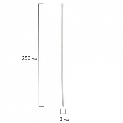 Хомуты (стяжки), нейлоновые, 3,6 мм х 250 мм, комплект 100 шт., белые, европодвес, 57-0250