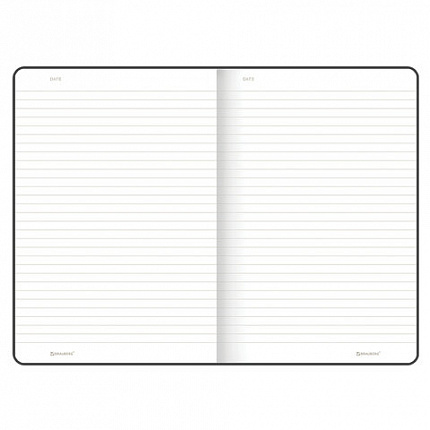 Блокнот А5 (140х200 мм), BRAUBERG "NEBRASKA", под кожу, 80 л., линия, серый, 113410