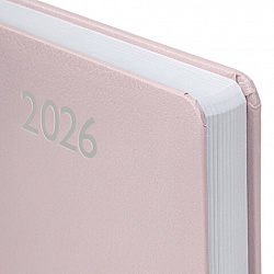 Ежедневник датированный 2026, А5, 138x213 мм, BRAUBERG "Profile", балакрон, светло-розовый, 117075
