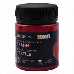 Краска по ткани акриловая "Декола", банка 50 мл, карминовая, Невская Палитра, 4128319