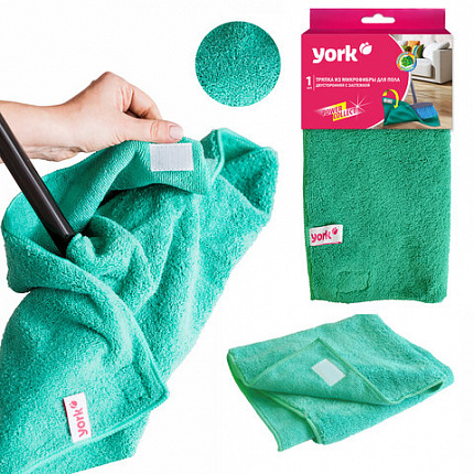 Тряпка для мытья пола 50х60см, двусторонняя, с застежкой, 390г/м2, МИКРОФИБРА, YORK,, 26070