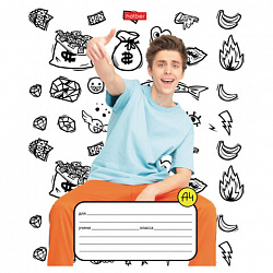 Тетрадь 12 л., HATBER клетка, обложка картон, "Влад А4" (микс в спайке), 073122, 12Т5В1