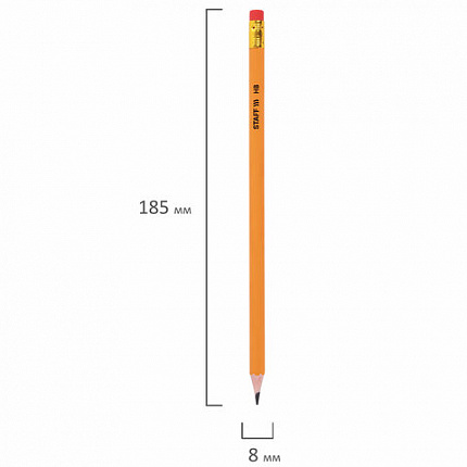 Карандаши чернографитные с ластиком STAFF EVERYDAY BLP-YLW, КОМПЛЕКТ 50 шт., НВ, пластиковые, корпус жёлтый, 181942