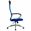 Кресло офисное МЕТТА "SU-B-8" хром, ткань-сетка, сиденье мягкое, синее
