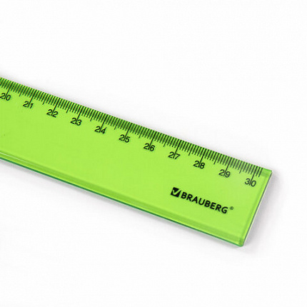 Линейка пластиковая 30 см BRAUBERG "FRUITY", тонированная, ассорти, 210767