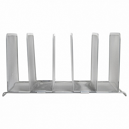 Подставка для сортировки писем и бумаг 5-ти секционная BRAUBERG "Germanium", 195х365х205 мм, серебро, 237969