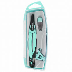Готовальня BRAUBERG ULTRA, 4 предмета: циркуль 135 мм, запасной грифель, насадка, мятный цвет, 210824