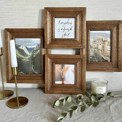 Рамка из мангового дерева BRAUBERG LOFT QUAD, фото разного размера, акриловый экран, 52х39 см, 391283