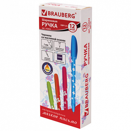 Ручка шариковая масляная BRAUBERG "FRUITY SF", СИНЯЯ, с узором, узел 1 мм, линия письма 0,5 мм, 142653