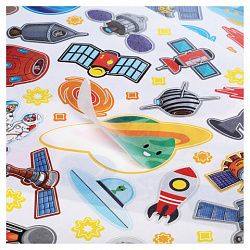 Наклейки бумажные с игровым полем НАБОР, 2 листа, 184 наклеек, "Космическое приключение", HATBER, 2Н5н