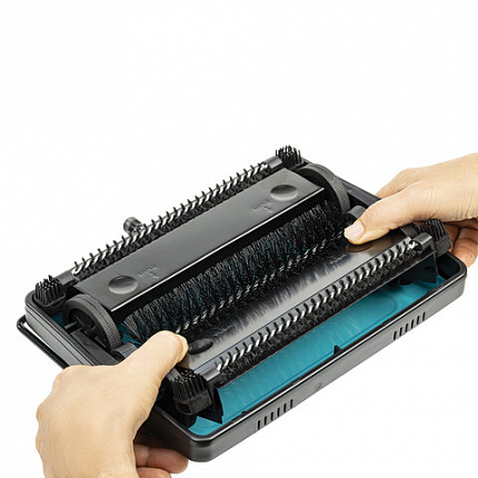 Щетка-веник-пылесос механическая, металлическая, плотная щетина на роликах, чёрно-бирюзовый, разборный, колорбокс, DASWERK, 608948