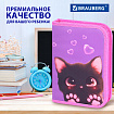 Пенал BRAUBERG, 1 отделение, 2 откидные планки, полиэстер, 21х14 см, "Кошачьи лапки", 273526