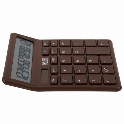 Калькулятор настольный BRAUBERG CH-12-BR (153х103 мм),12 разрядов, двойное питание, коричневый, 272961