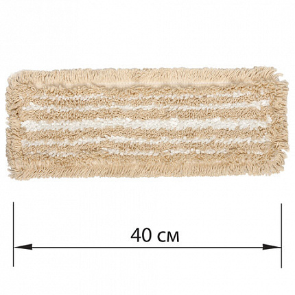 Насадка МОП плоская для швабры/держателя 40 см, уши/карманы (ТИП У/К), хлопок/микрофибра, LAIMA EXPERT, 605309