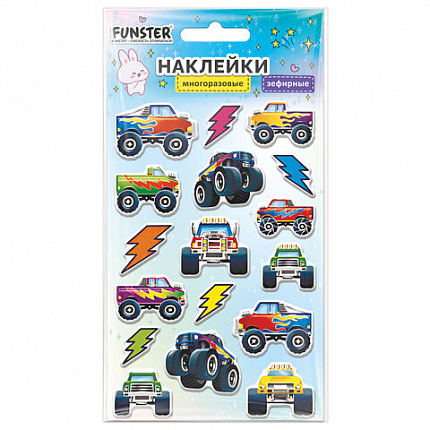 Наклейки объемные зефирные 15х10 см, ассорти 12 видов, FUNSTER (ФАНСТЕР), 666675