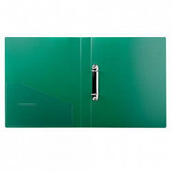 Папка на 2 кольцах BRAUBERG "Contract", 35 мм, зеленая, до 270 листов, 0,9 мм, 221794