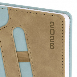 Ежедневник датированный 2026, А5, 138x213 мм, BRAUBERG "Assistant", под кожу, держатель, синий, 117375