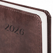 Ежедневник датированный 2026 А5 138x213 мм, BRAUBERG "Legend", под кожу, застежка, коричневый, 117071